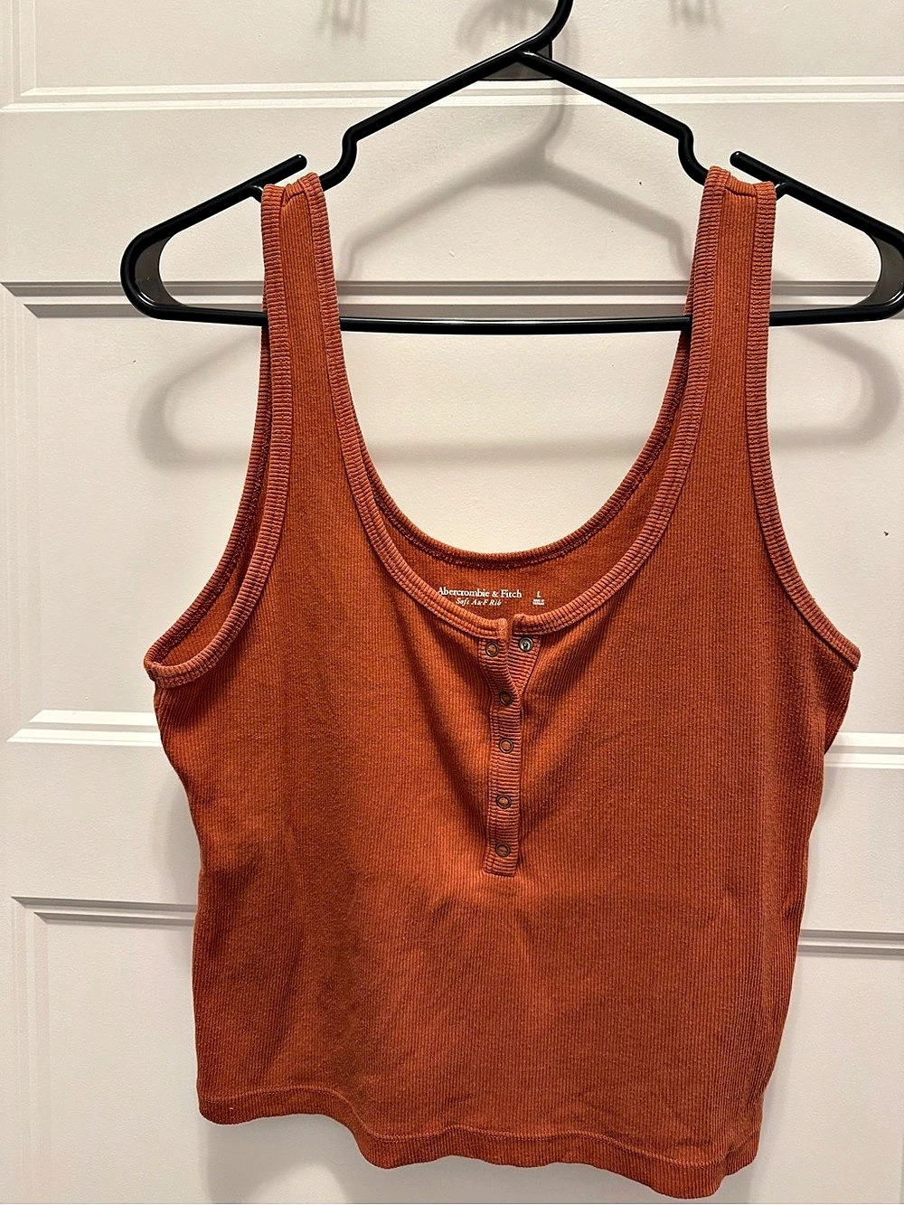 Abercrombie & Fitch Soft A&F Rib Henley Tank Rust L
